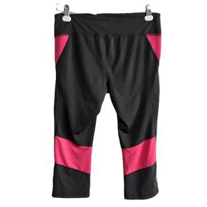 Reebok color block capri leggings gray pink size large